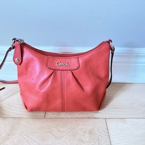 Coach Vibrant Coral Leather Crossbody Bag